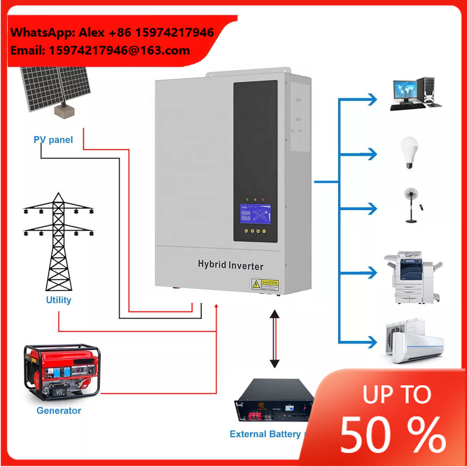 Hybrid Solar Inverter 5.5Kw Mppt 48V - 5,5 kW 48V hybride on/off-grid zonne-energiesysteem