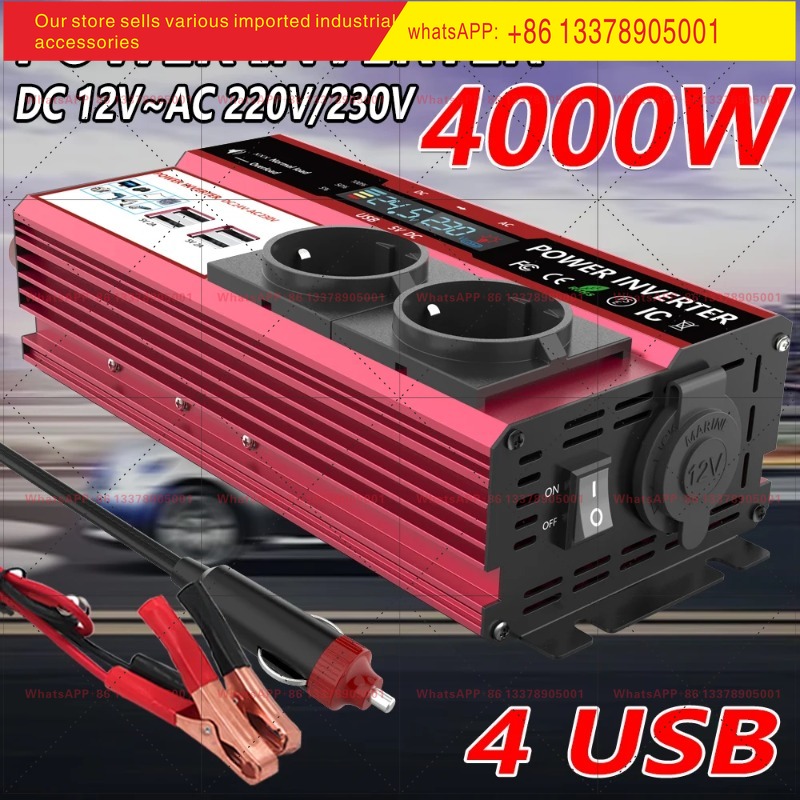 Power Inverter 12V 220V 4000W Continuous - 12V naar 220V 4000W piekvermogen omvormer