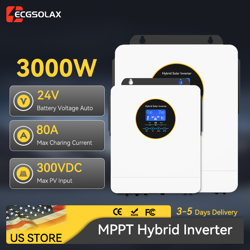 Inverter Pure Sine Wave 60Hz 120V 3000W - ECGSOLAX 3000W Off Grid Hybride Solar