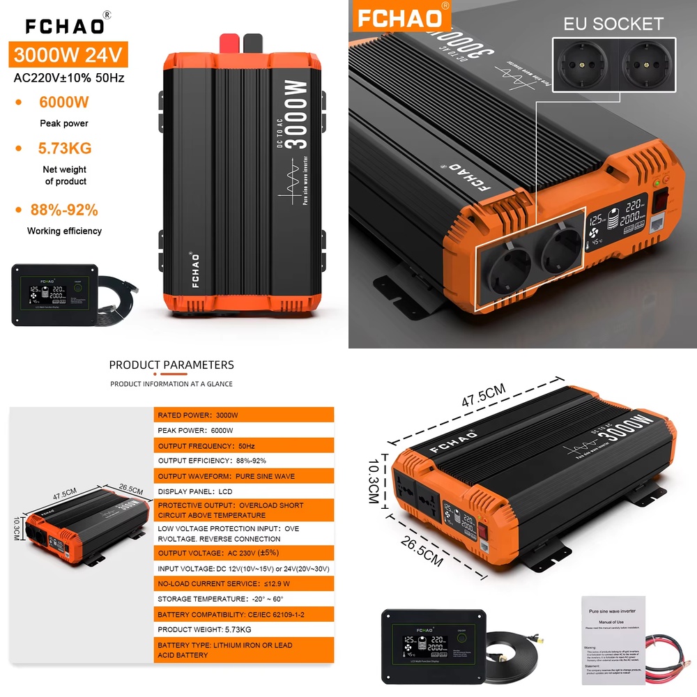 Off Grid Solar Inverter 48V 6000W - Zuivere sinusgolf off-grid omvormer voor 12V