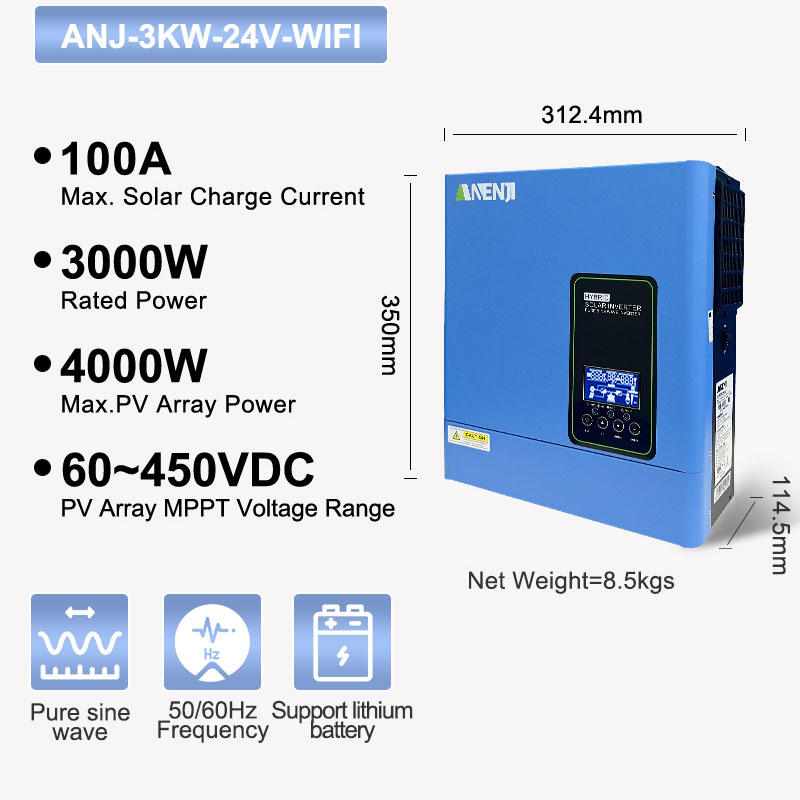 Inverter Pure Sine Wave 60Hz 120V 3000W - 24V 3000W 120V off-grid zonne-energie omvormer