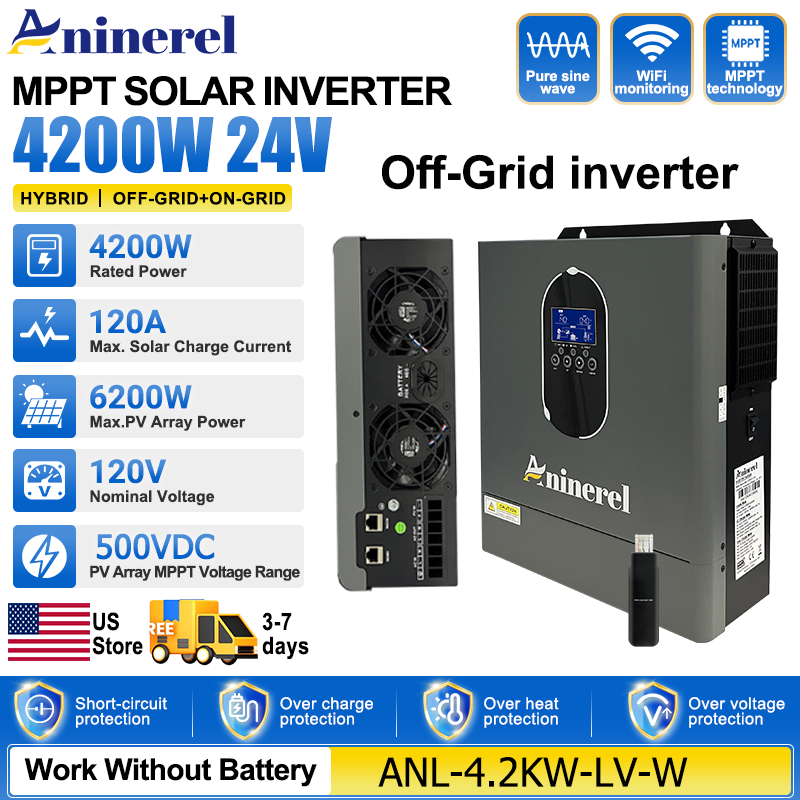 Inverter Pure Sine Wave 60Hz 120V 3000W - Aninerel 4200W 3KW 120V Hybride Omvormer