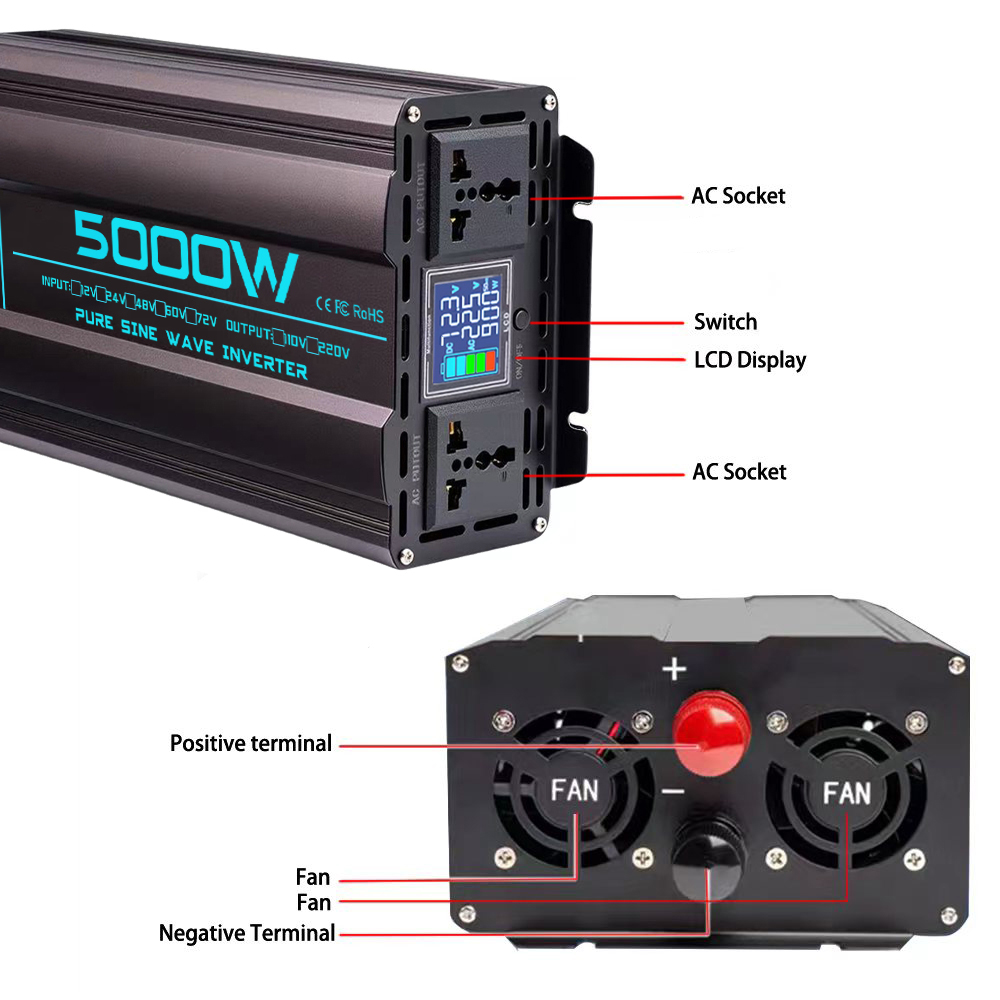 Zuivere Sinus Inverter 12V/24V - Pure Sine Wave Inverter 5000W 48V 220V recensie en prijs