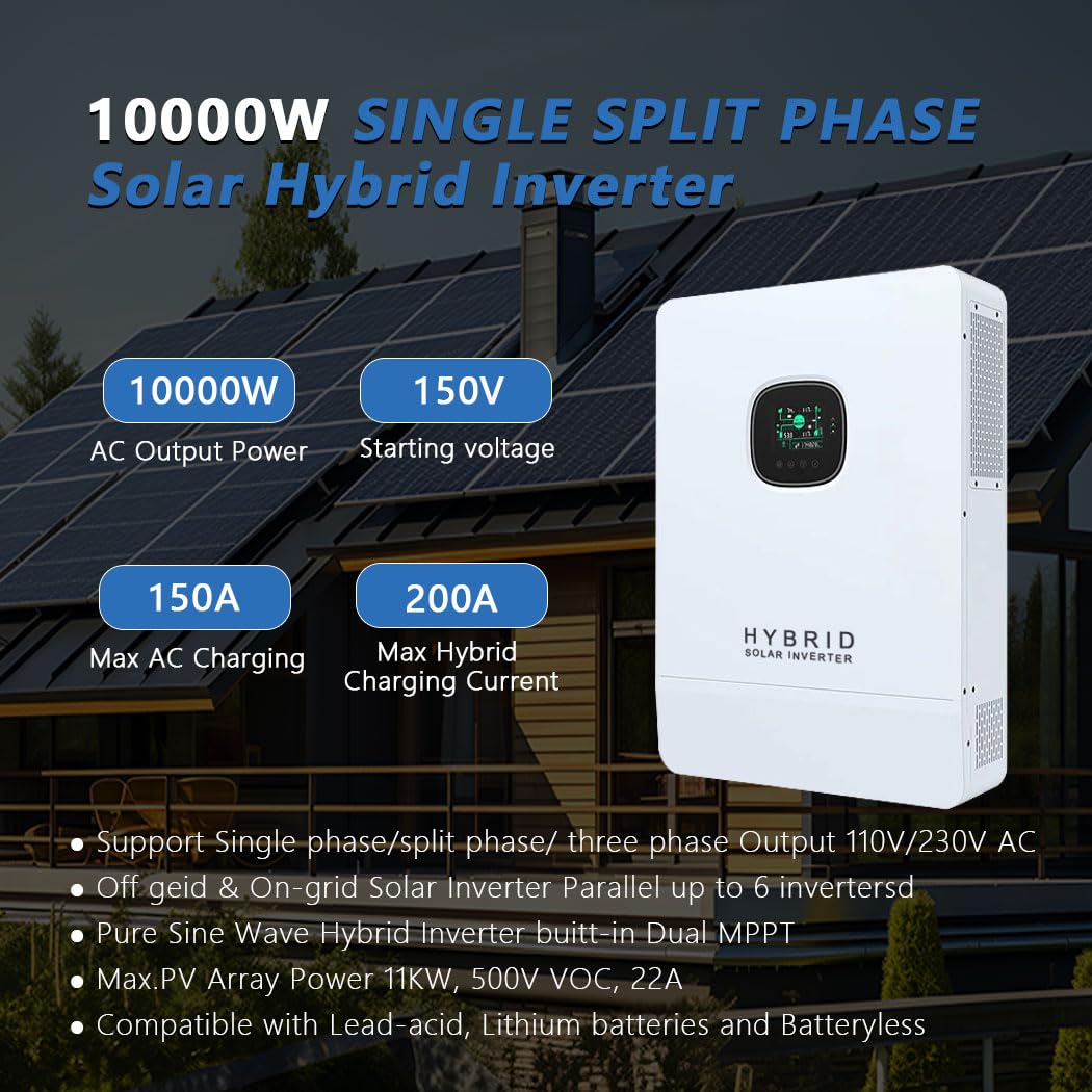 Y&H 10KW Hybride Solar Inverte - Split Phase Inverter 10Kw 110V 220V recensie en prijs