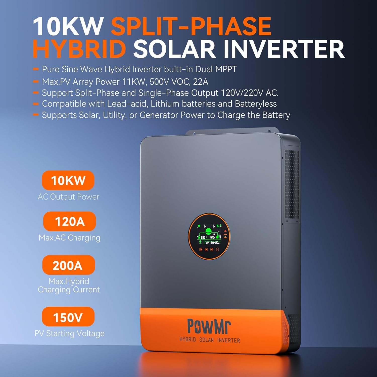PowMr 10KW gesplitste fase-omv - Split Phase Inverter 10Kw 110V 220V recensie en prijs