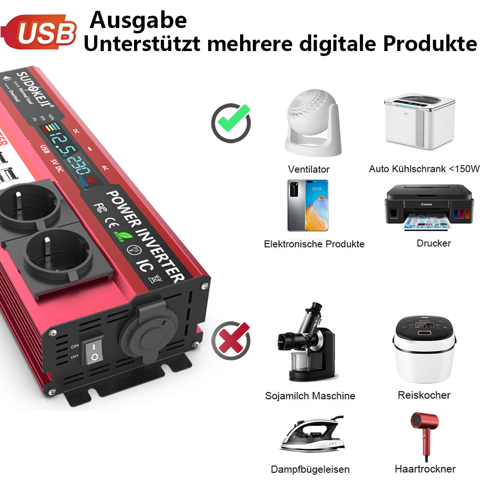 12V naar 220V 4000W piekvermog - Power Inverter 12V 220V 4000W Continuous recensie en prijs
